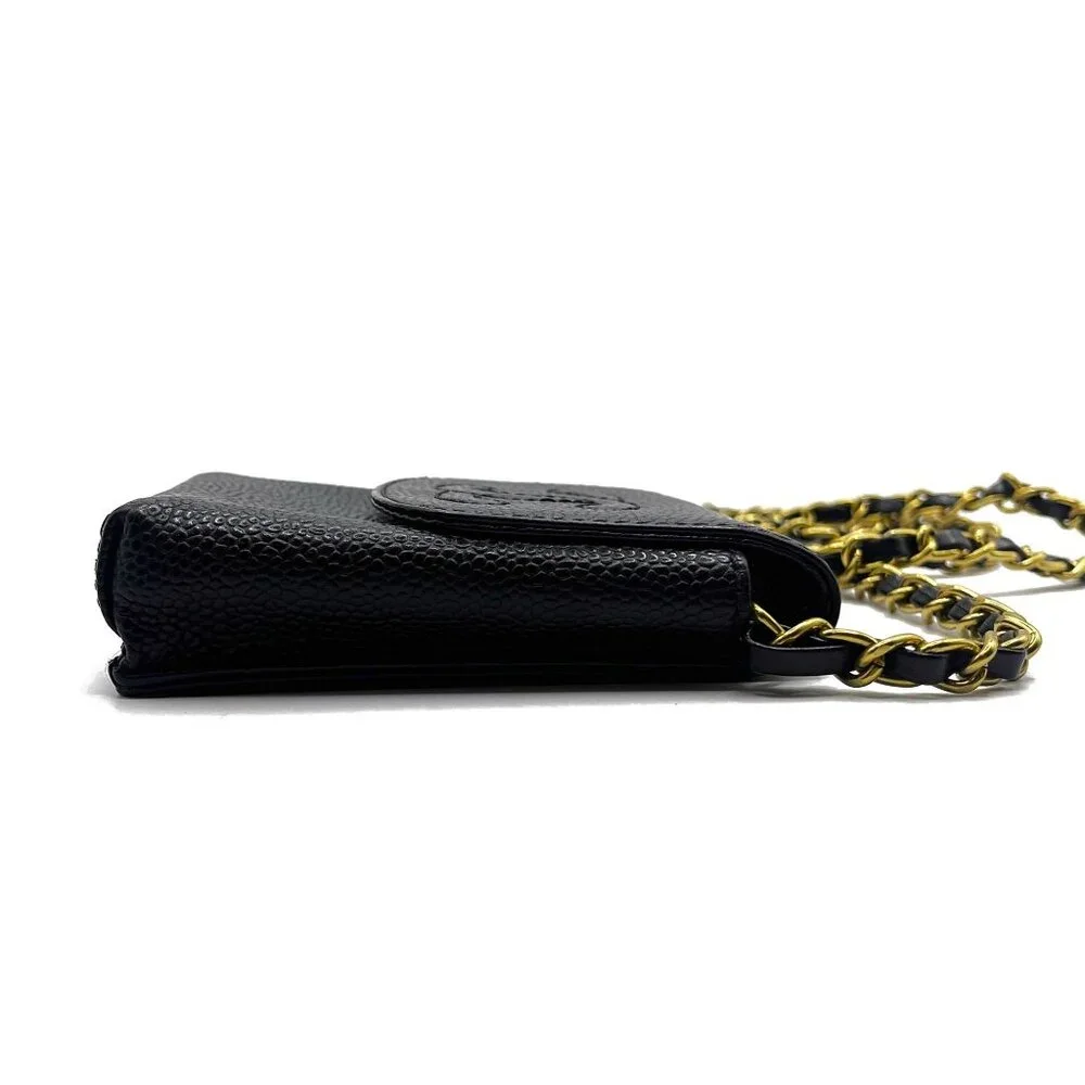 Authentic CHANEL Vintage Mini Flap Bag Caviar Pouch Cigarette Case Crossbody - Picture 11 of 15